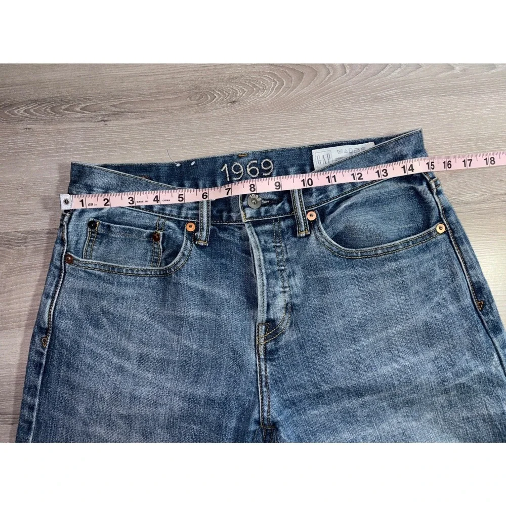 Gap 1969 Slim Fit Jeans Mens 29x32 Distressed Denim Button Fly Pants y2k comfort